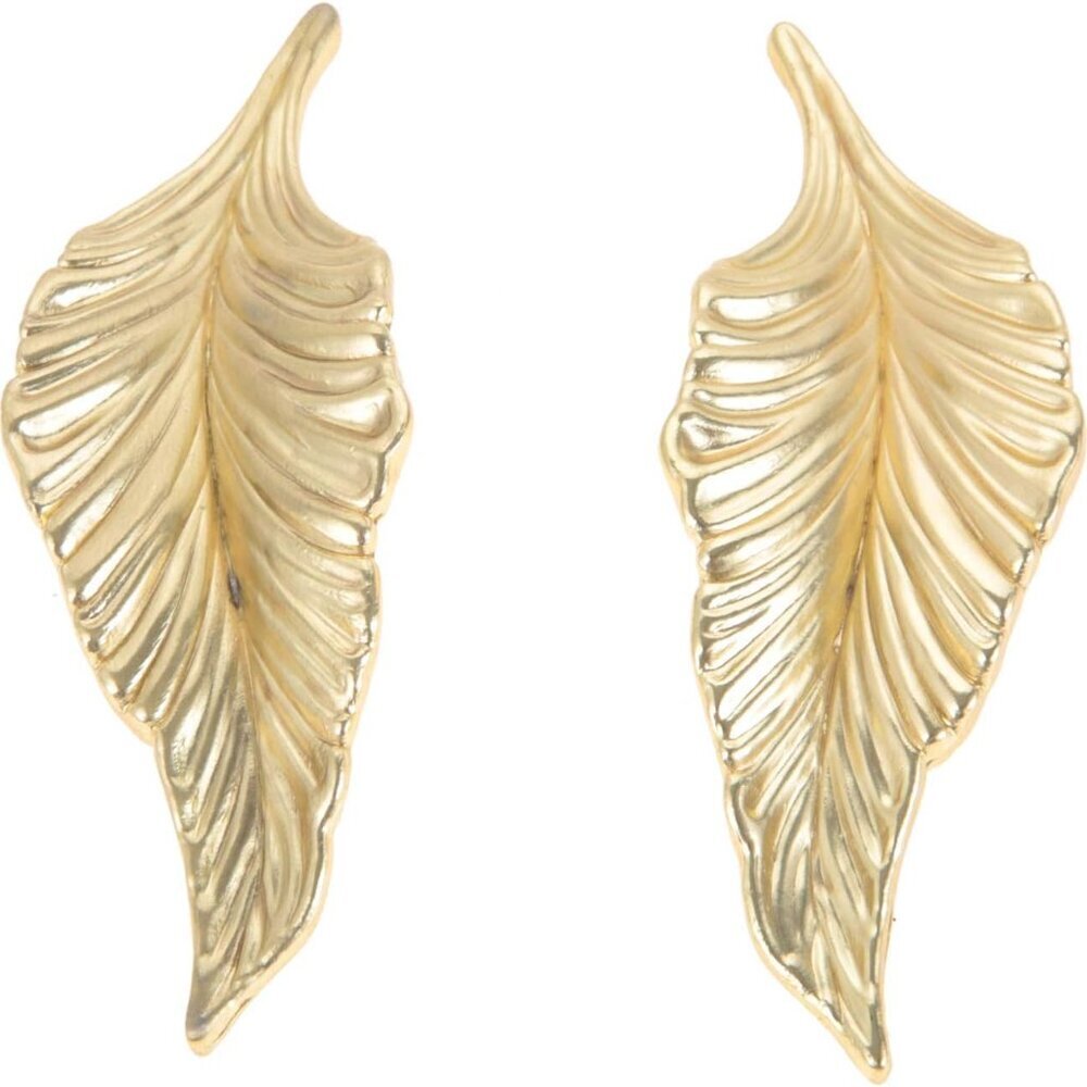 2 Pairs Leaf Shape Knobs Handles Pulls, 4.13" Gold Pull Knob Handle for Kitchen